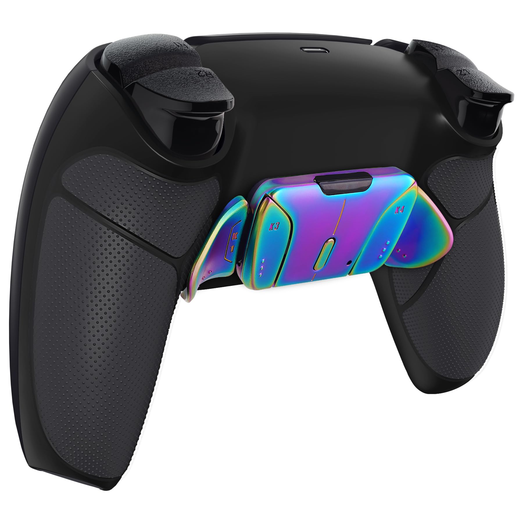 eXtremeRate Rise4 V3 Remap Kit Programmabile per ps5 Controller,Palette Metallo Back Button Paddles Tasti Aggiuntivi Cover Grip Gommato per ps5 Joystick BDM-030/040/050-Nero Blu Viola