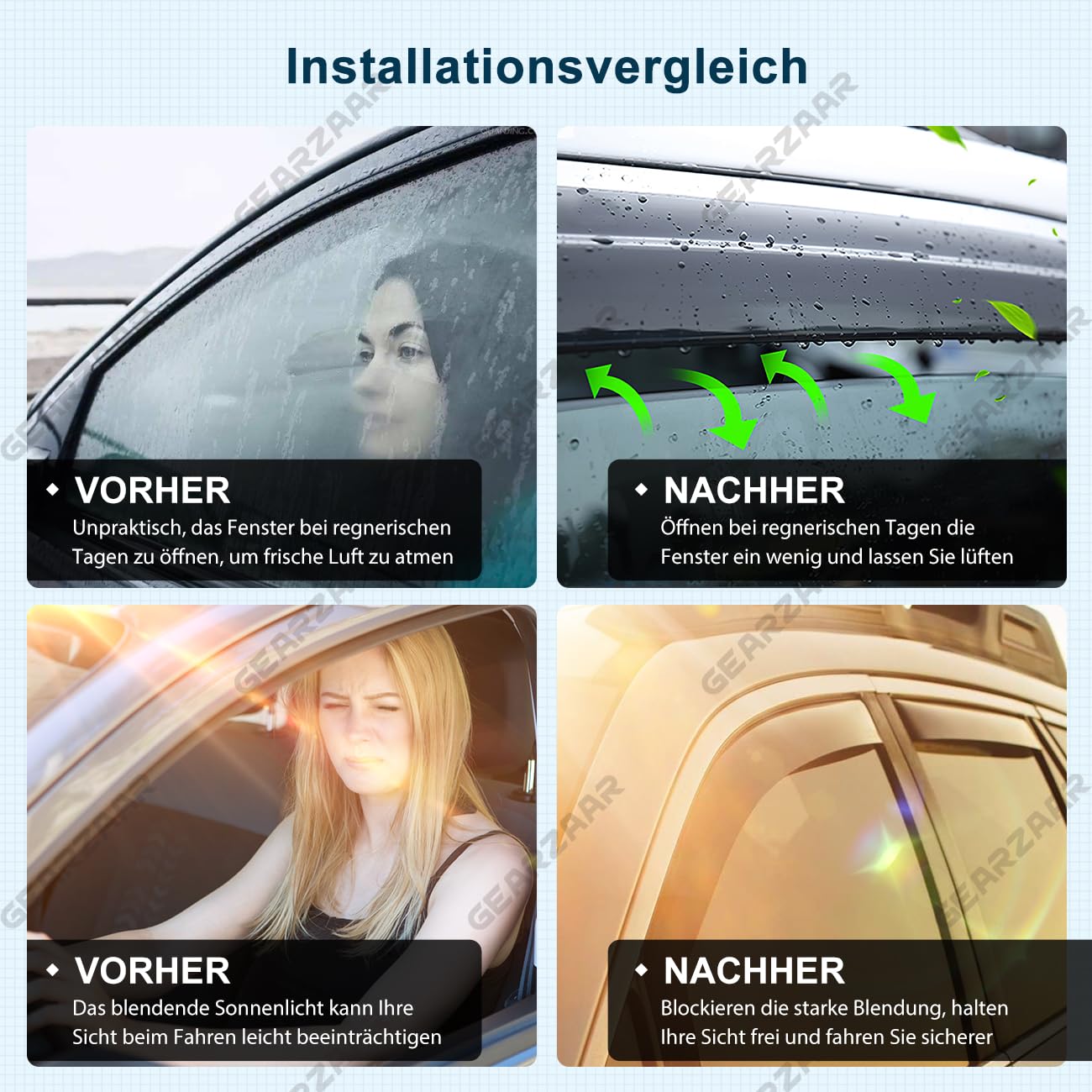 4 Stück Windabweiser Regenabweiser Kompatibel mit VW für Touran 2003-2015 5-Türer – Seitenfenster Blendschutz Lüftungsschutz Auto Zubehör Vorne, Mit Innenschnalle，Aerodynamisch