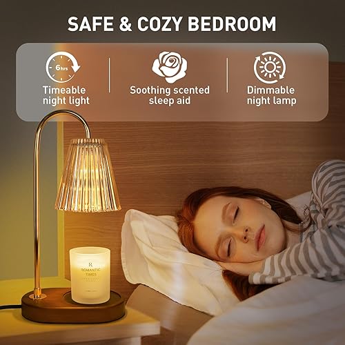 Miniatura 3 de Lámpara calentadora de velas eléctrica con fragancia con 2 bombillas, temporizador y regulador de intensidad de 4 niveles, compatible con todas las