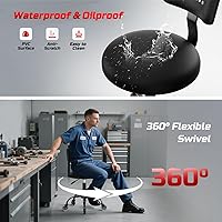 Vista 3 de Taburete Rodante de Taller con Ruedas, Silla de Garaje para Mecánicos con Altura Ajustable 39.5-46.5 cm, Asiento Giratório Resistente para Garaje