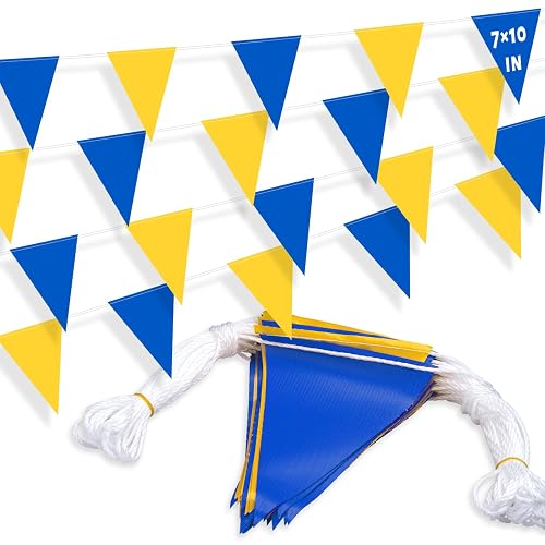 105ft Pennant Banner Flags, 7x10 Blue and Yellow 45 Pcs