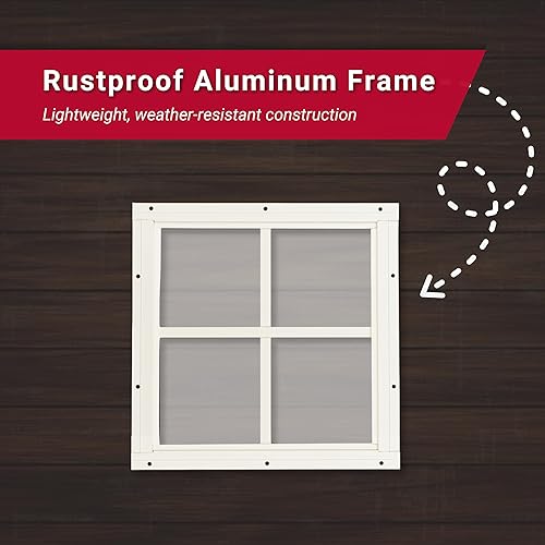 Miniatura 6 de Ventana de cobertizo de 12 pulgadas de ancho x 12 pulgadas de alto, montaje empotrado cuadrado negro para cobertizos, casas de juegos y gallineros,