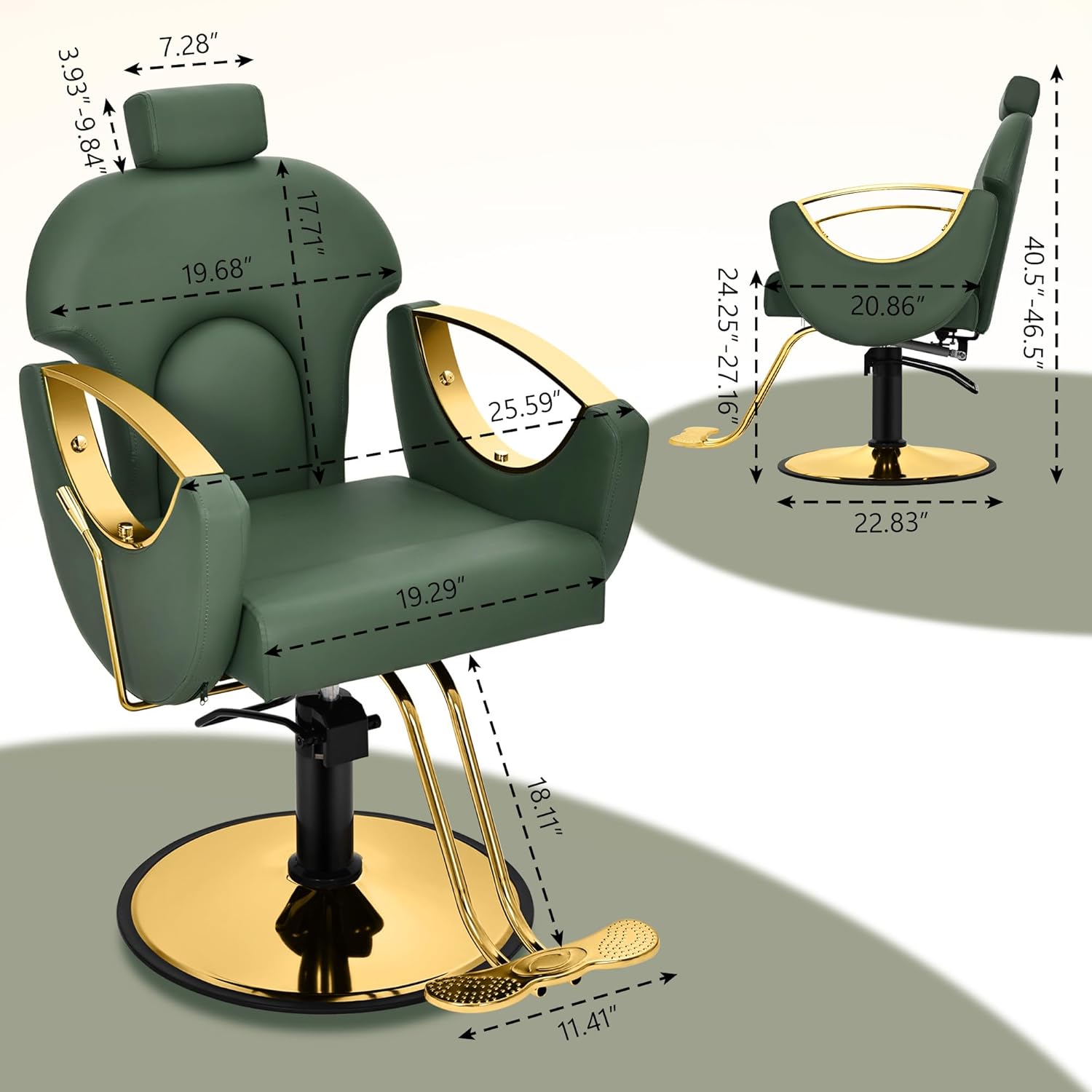 Salon Chair for Hair Stylist Reclining Barber Chair Styling Chair for Hair Stylist 360° Swivel Adjustable Headrest Hydraulic Hair Armchair for Hairdressers Home