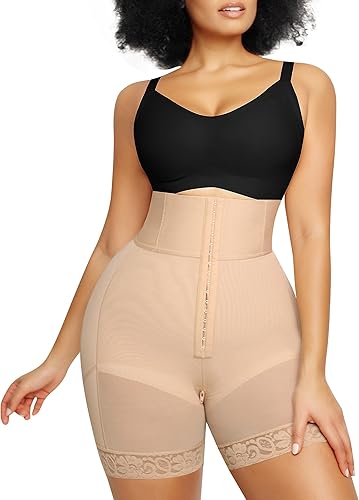 SHAPELLX Pantalones cortos moldeadores de cuerpo de cintura alta para mujer, control de abdomen, adelgazantes, pantalones cortos para levantamiento