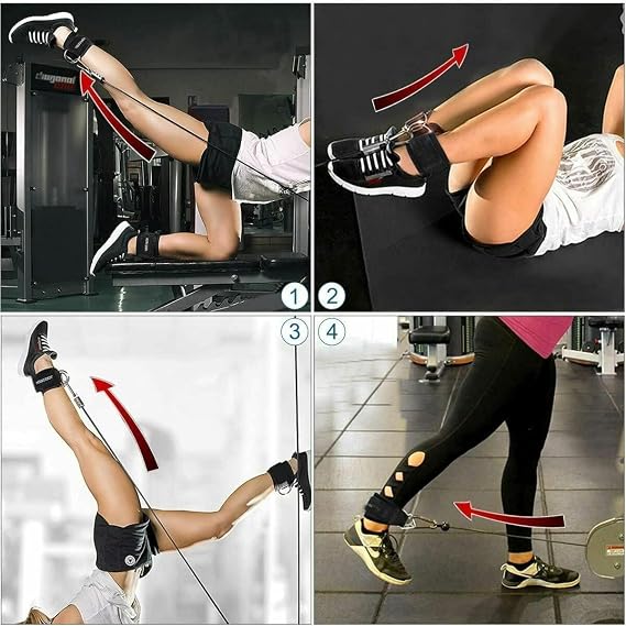 Ankle Straps for Cable Machines Attachment – Neoprene Padded Gym Wrist Cuff Legs Extensions Curls, Kickbacks, Weightlifting Hip Abductor, Abs, Glute Workout, Double D-Ring Cable Strap for Men Women