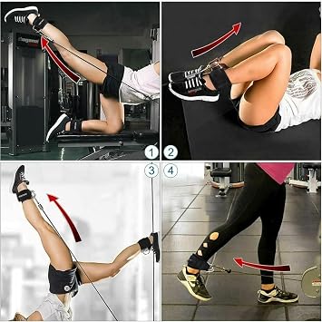 Ankle Straps for Cable Machines Attachment – Neoprene Padded Gym Wrist Cuff Legs Extensions Curls, Kickbacks, Weightlifting Hip Abductor, Abs, Glute Workout, Double D-Ring Cable Strap for Men Women