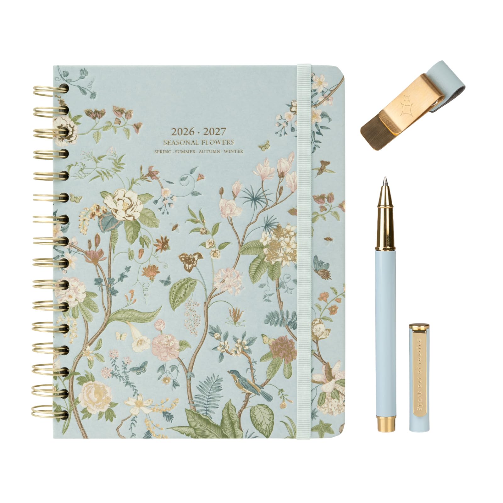 Kokonote Agenda 2026-2027 Semana Vista A5 Seasonal Flowers + Boligrafo + Porta Boligrafo | Accesorios Papeleria bonita - Material escolar Aesthetic