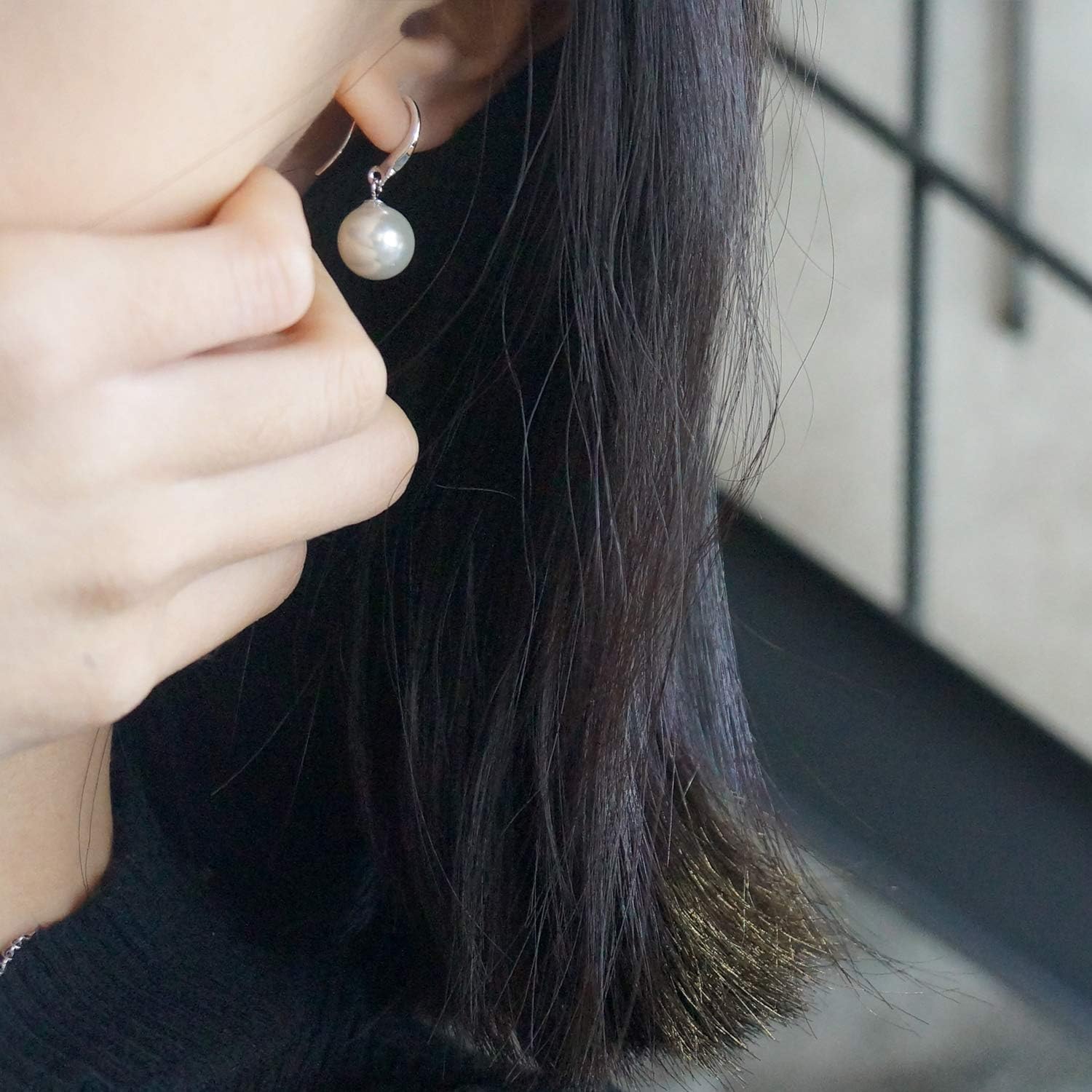 Han han 925 Sterling Silver Pearl Dangle Earrings for Women 10MM - Image 6