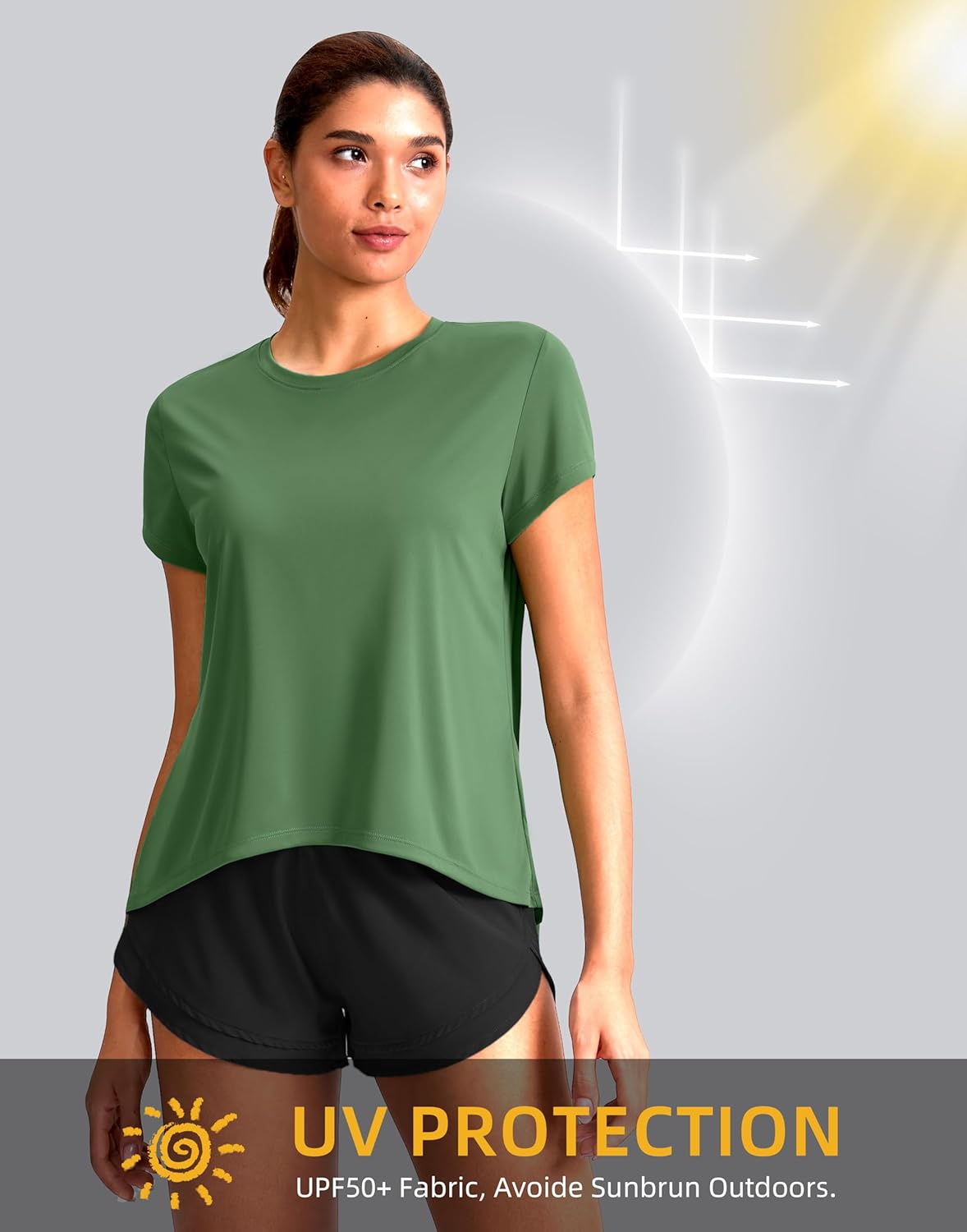 SANTINY Short Sleeve Workout Tops for Women Loose Yoga T-Shirts Sun Protection Breathable Running Athletic Tee Shirts - Image 3