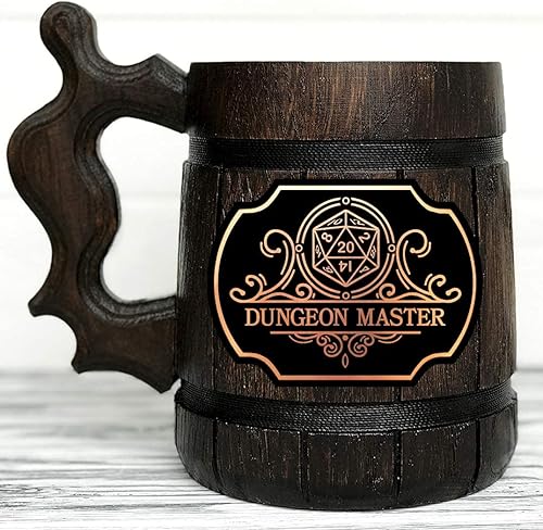 Miniatura 6 de Taza DnD. Taza gamer. Jarra de cerveza de madera. Regalo para novio. Taza de cerveza de madera Stein. D&D Tankard. Regalo friki. Regalos para