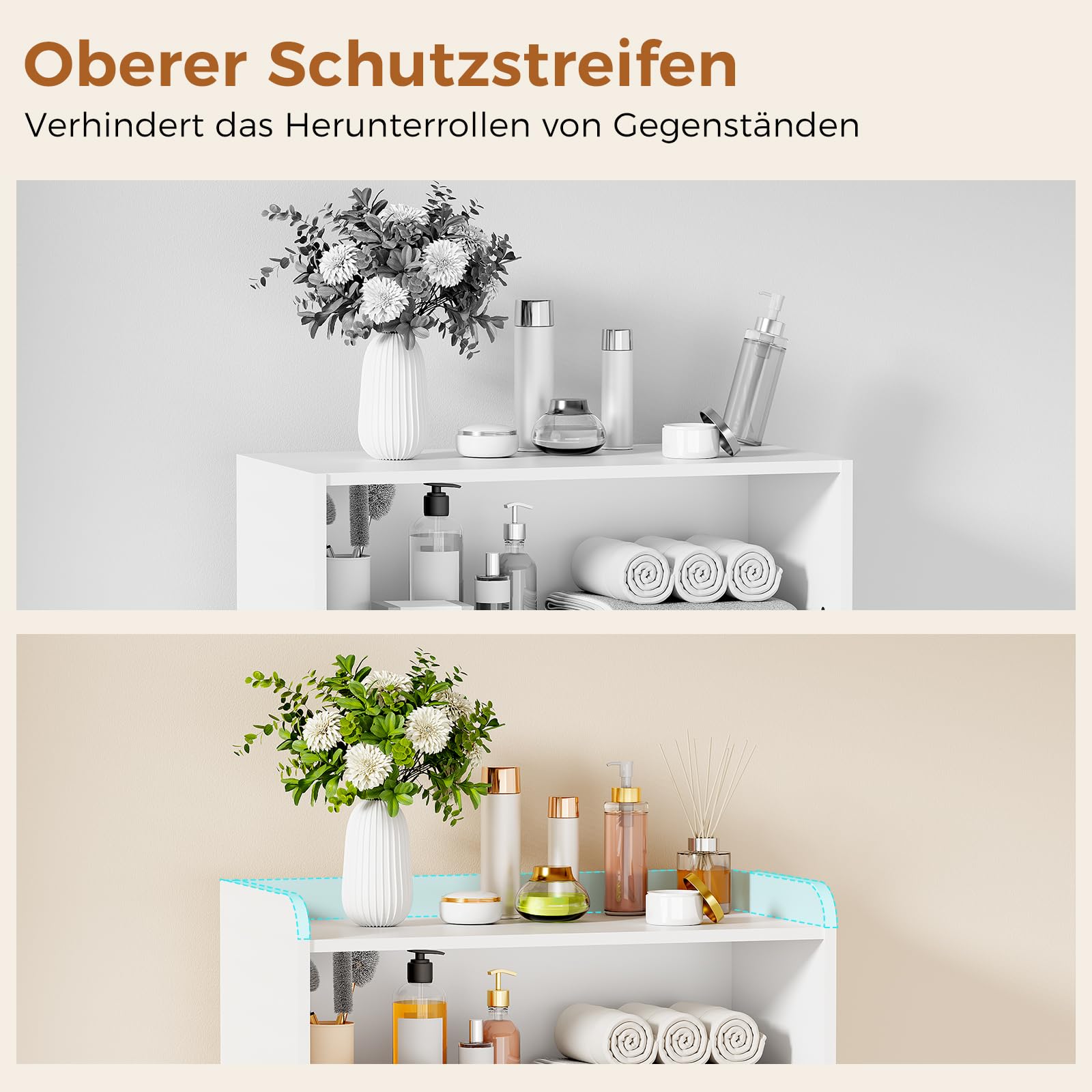 ANWBROAD Badezimmerschrank, Badschrank mit 4 Schubladen, 1 Schranktür, 5-lagige Verstellbarer Ablage, Badezimmer Kommode für Badezimmer, Wohnzimmer, Küche,110 × 60 × 30 cm, Weiß, SBC014W