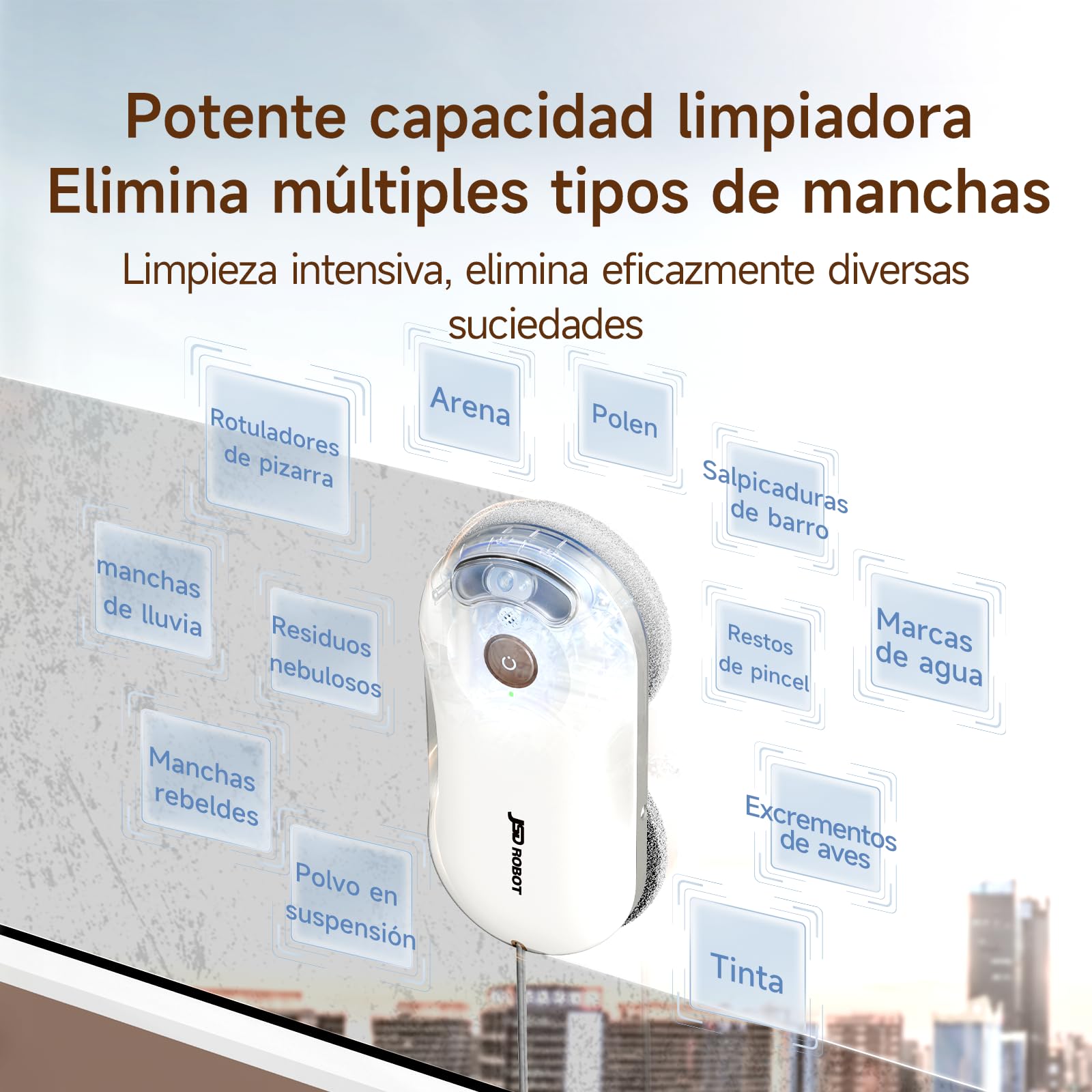 T30 Robot Limpiacristales, Succión 5500 Pa, Pulverización 2 Lados, Silencioso, Delgado 6,05 cm, Planificación de Ruta Automática, Protecciones Múltiples,Uso Interior/Exterior (Blanco)