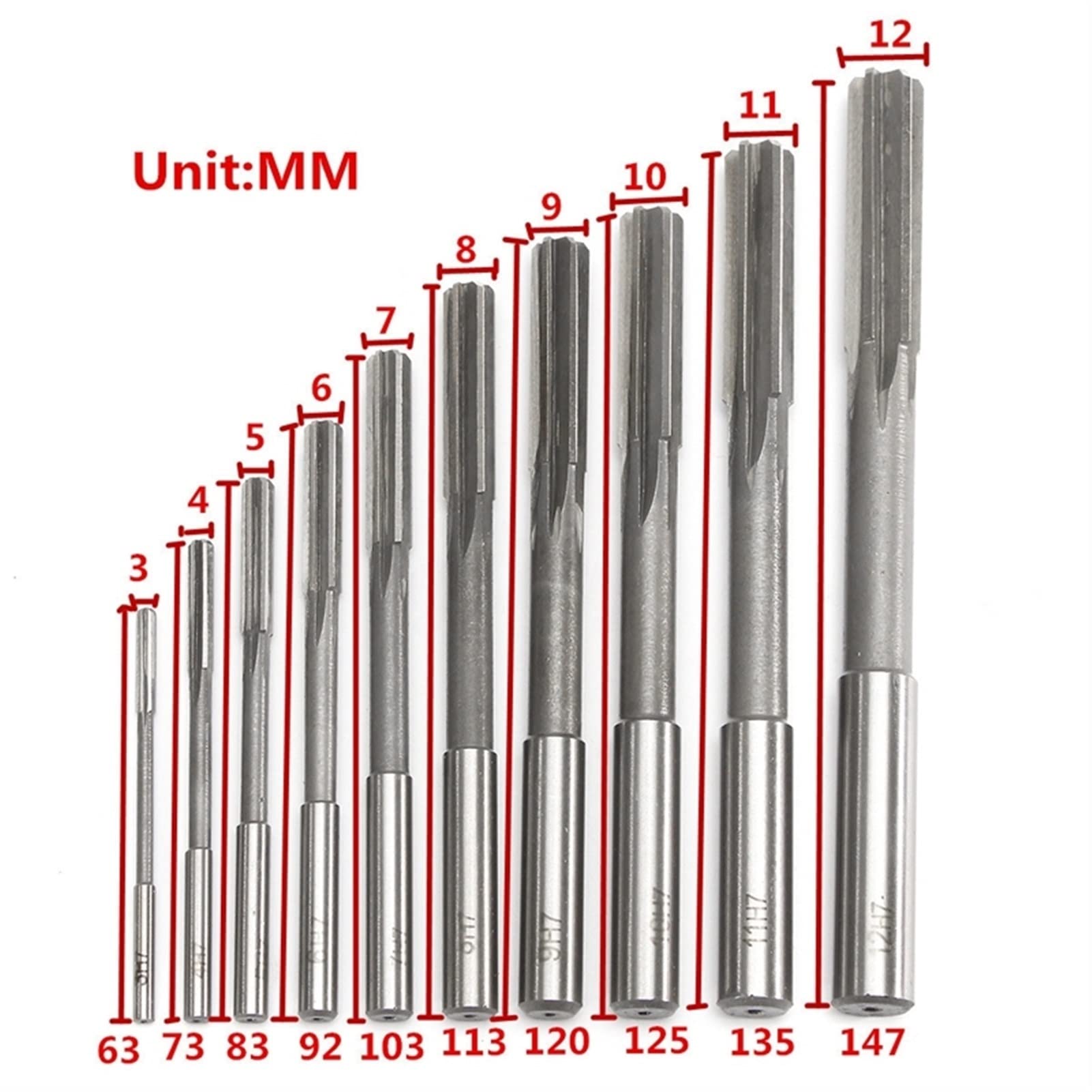 Uchwyt tokarski, 10 sztuk Proste Shank Frezarki Rozwiertak Ustaw Precyzyjna maszyna Cutter Tool 3/4/5/6/7/9/9/10/11/12 mm