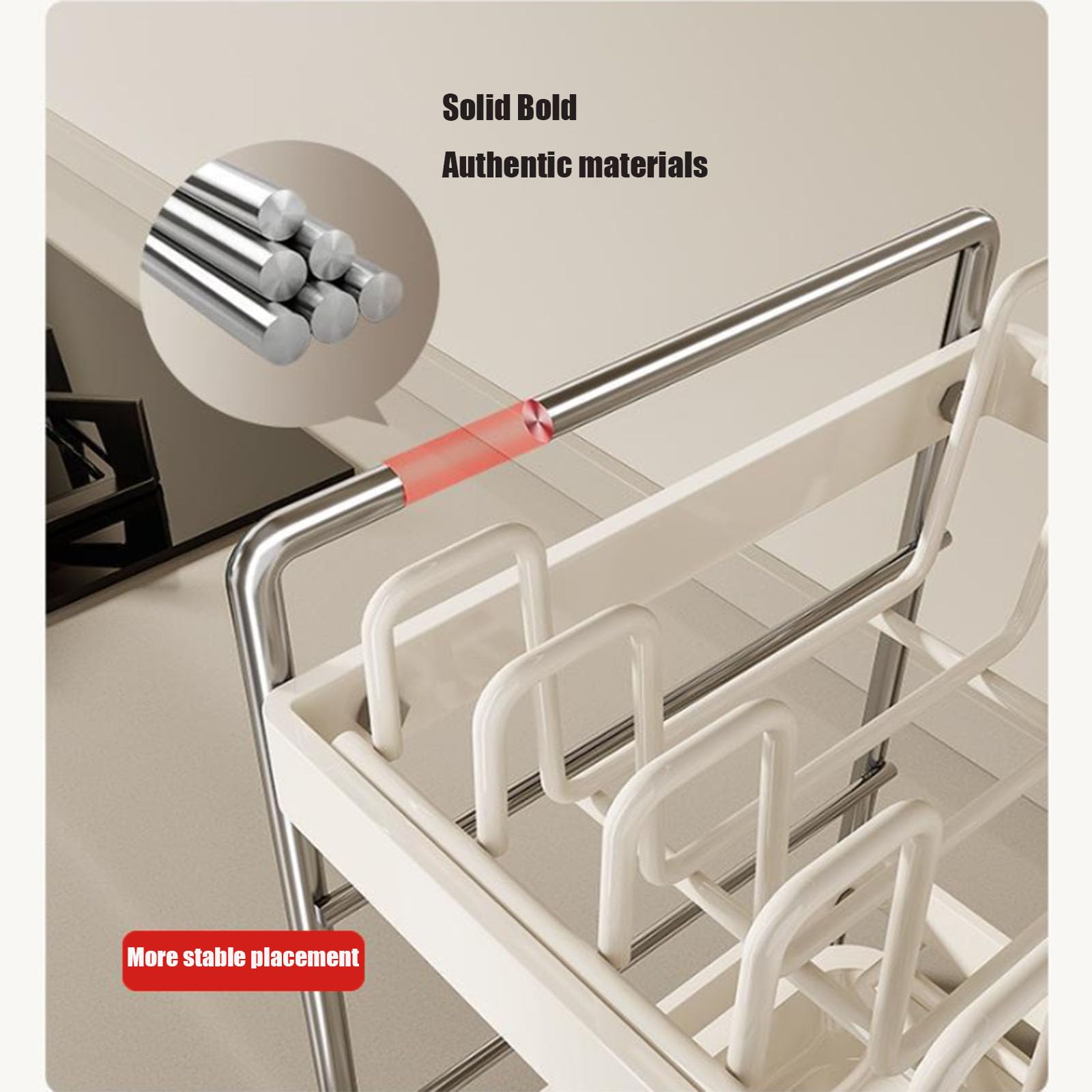 Escurridor de platos de acero inoxidable de 2 niveles con bandeja de goteo, soporte extraíble para cubiertos y cesta, organizador de almacenamiento de cocina multifuncional