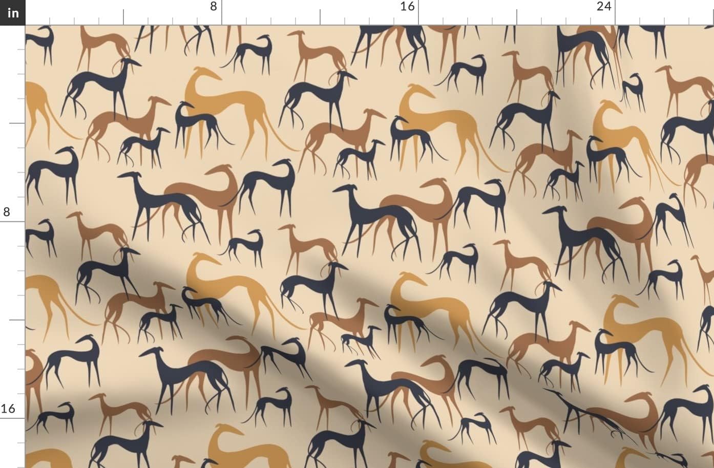 Spoonflower Fabric - Sighthounds Desert Dogs Greyhound Whippet Printed on Organic Cotton Sateen Fabric by The Yard - Sewing Quilting Apparel Home Decor
