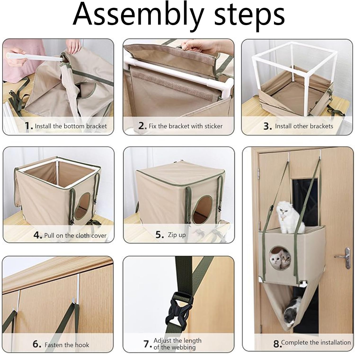 Hammock for Cats - Double Layer Pet Kitten Furniture - Cat Hammock for Door,for Indoor Lounging Playing Snuggling Climbing Nesting Sleeping