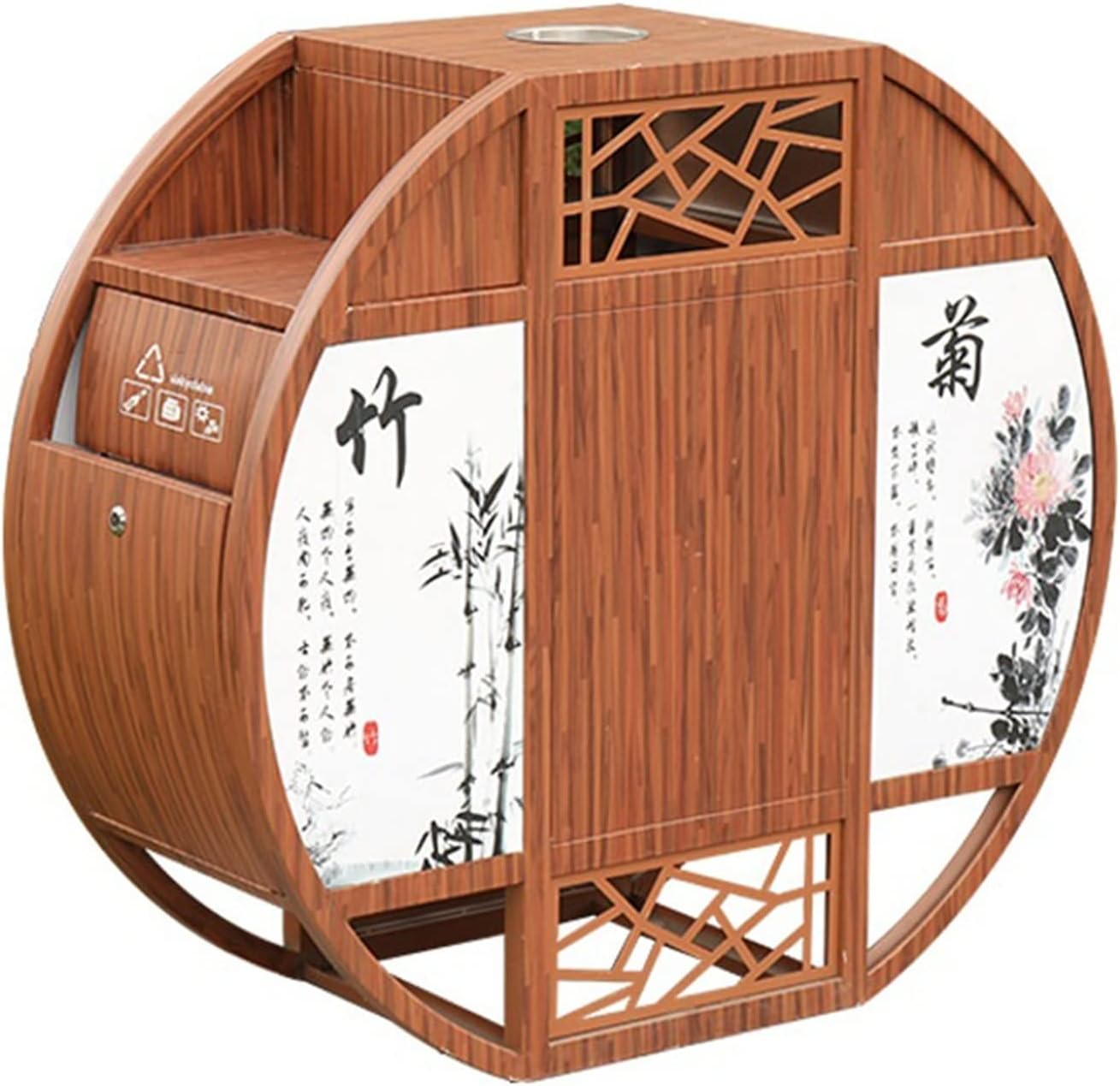 Outdoor Trash Can Outdoor Sorting Trash Can Large Chinese Style DoubleBarrel Waste Container