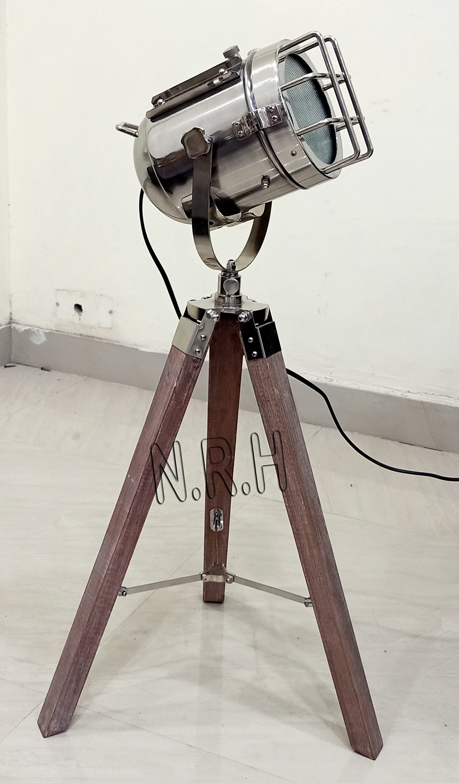Farmhouse - Lampada da tavolo regolabile per cinema con treppiede in stile bianco antico