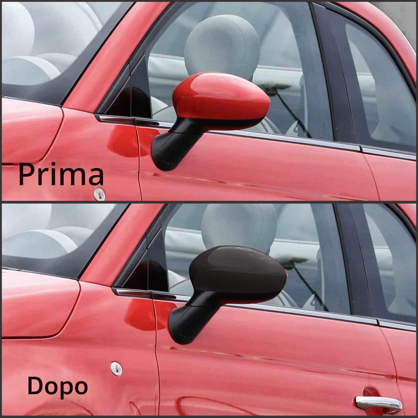 Calotta per specchietto laterale compatibile con Fiat 500 2007-2020 (nero lucido)