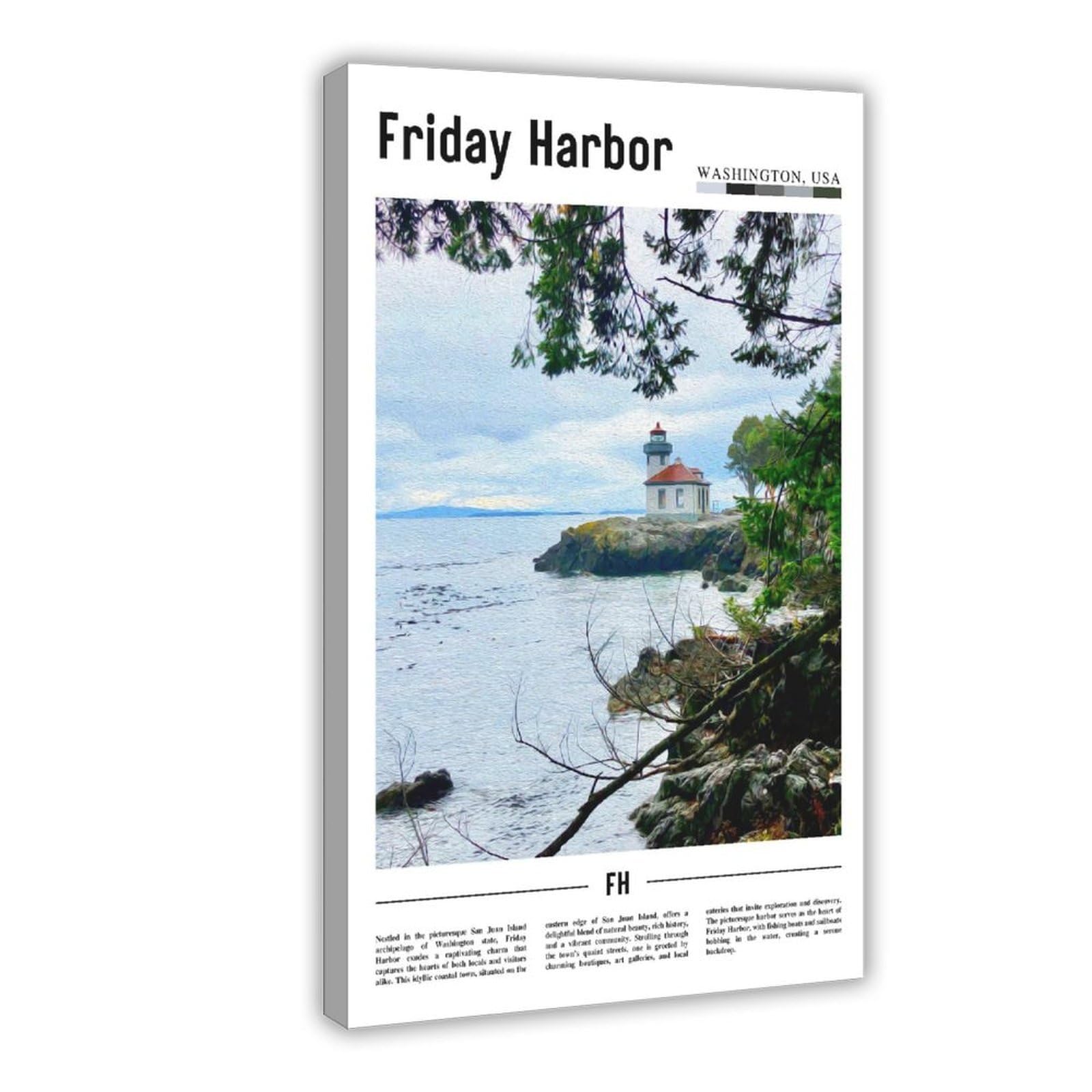 Wcyb Frame Friday Harbor Washington The United States Of America Scenery Travel Prints Posters Canvas Deco Paintings Wall Art For Office Living Room Hangable Fra