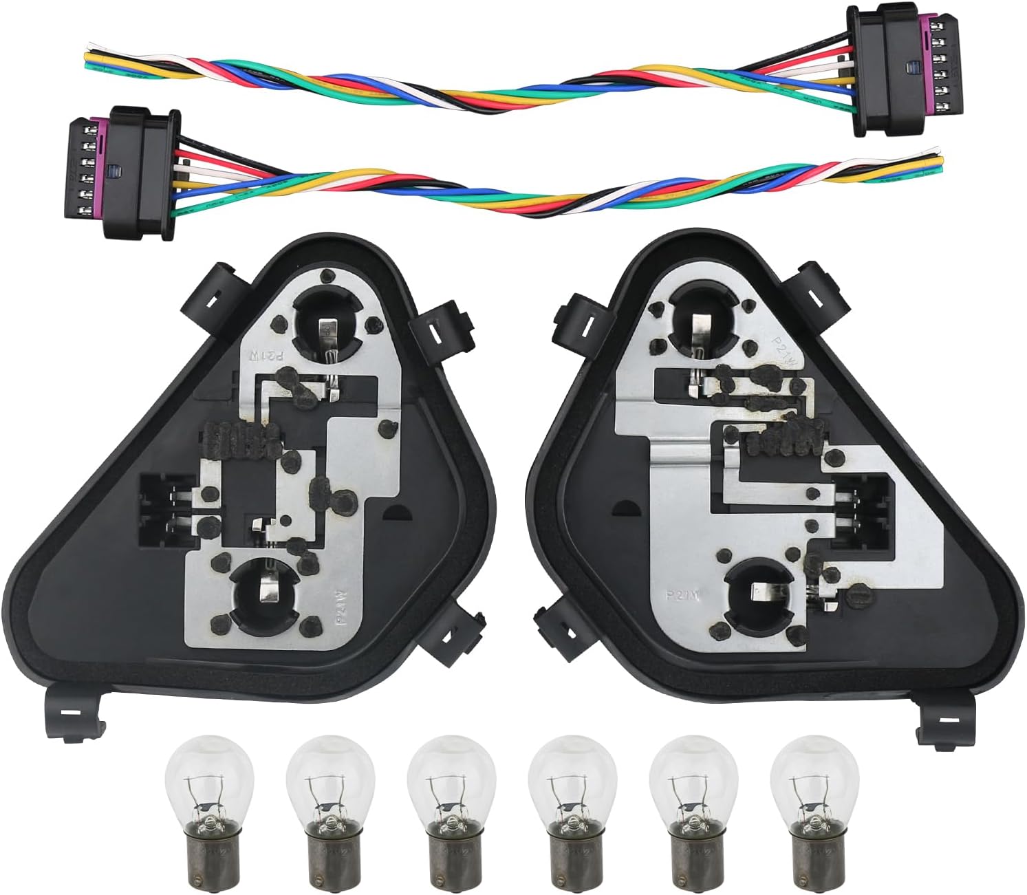 1Pair Tail Lights Bulb Socket Panel & Plug Connector Harness & Six Bulbs for 2012-2015 BMW 3 Series 320i 328i 328d 335i Replaces 63217313043 63217313044 Rear Light Lamp Repair Board Kit