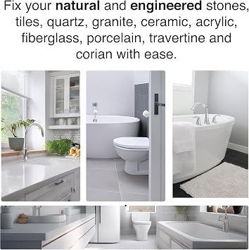 Granite, Marble and Acrylic Repair Kit (Clear/Transparent) - Fix Your Defects Like a Pro I Suitable for Most Repairs I Fix Broken Chips in Minutes