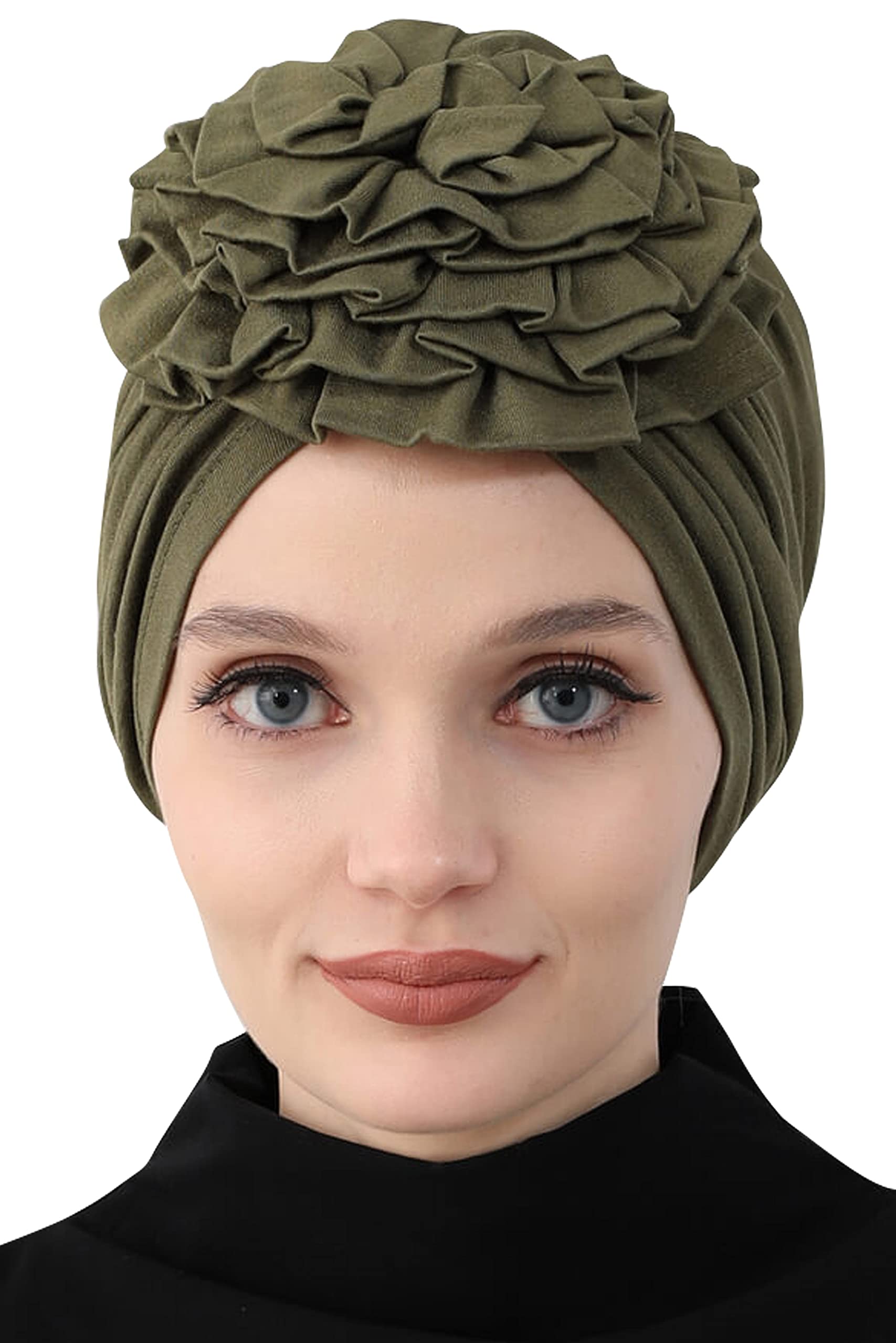 Aisha's Design Instant Turban Head Wraps For Women Pretied Hijab Scarves, Rose Detail