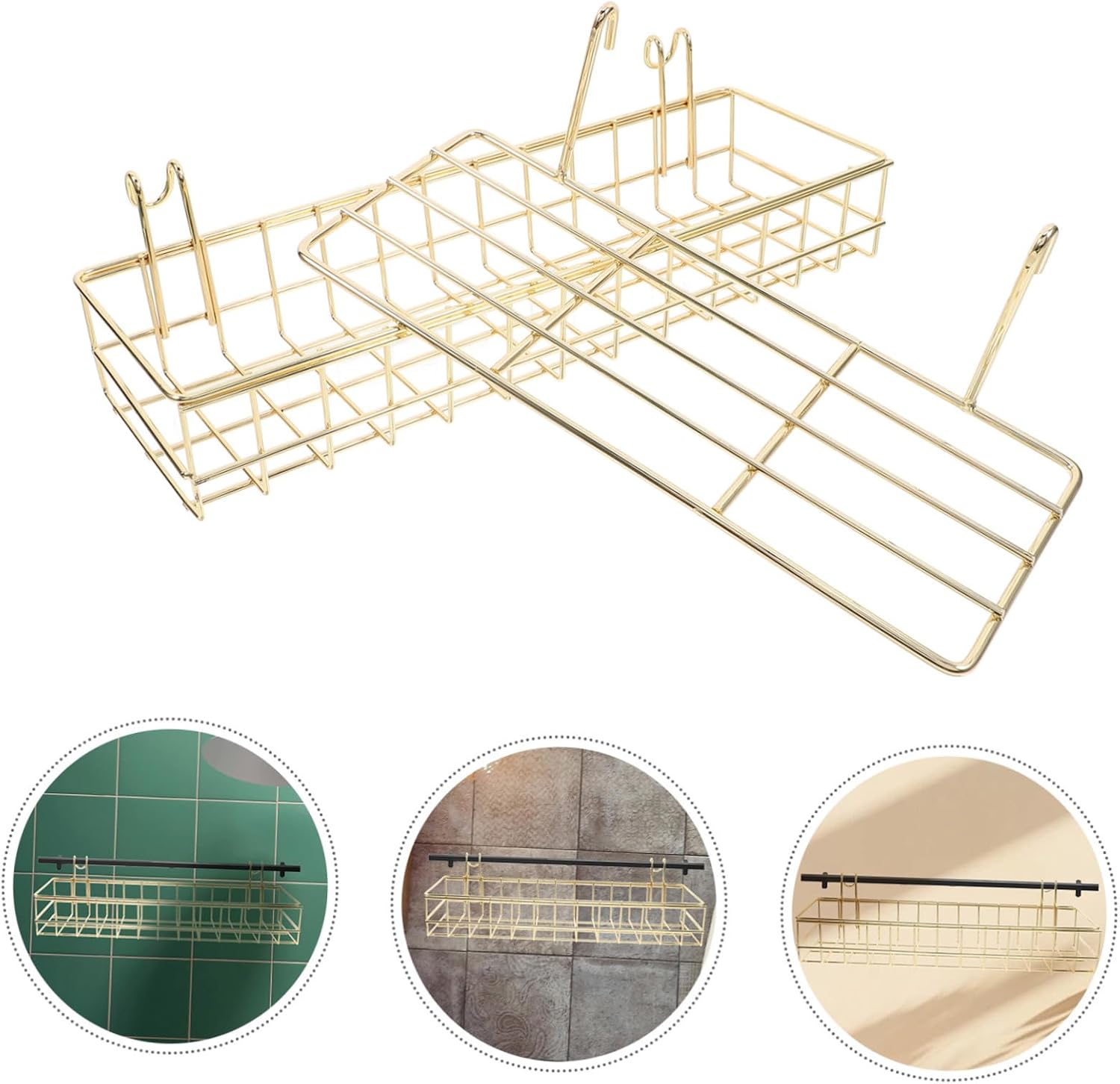 LIFKOME 2Pcs Wall Grid Panel Storage Basket Minimalist Hanging Wire Shelf for Home Kitchen Wall Mounted Organizers for Potted Plants