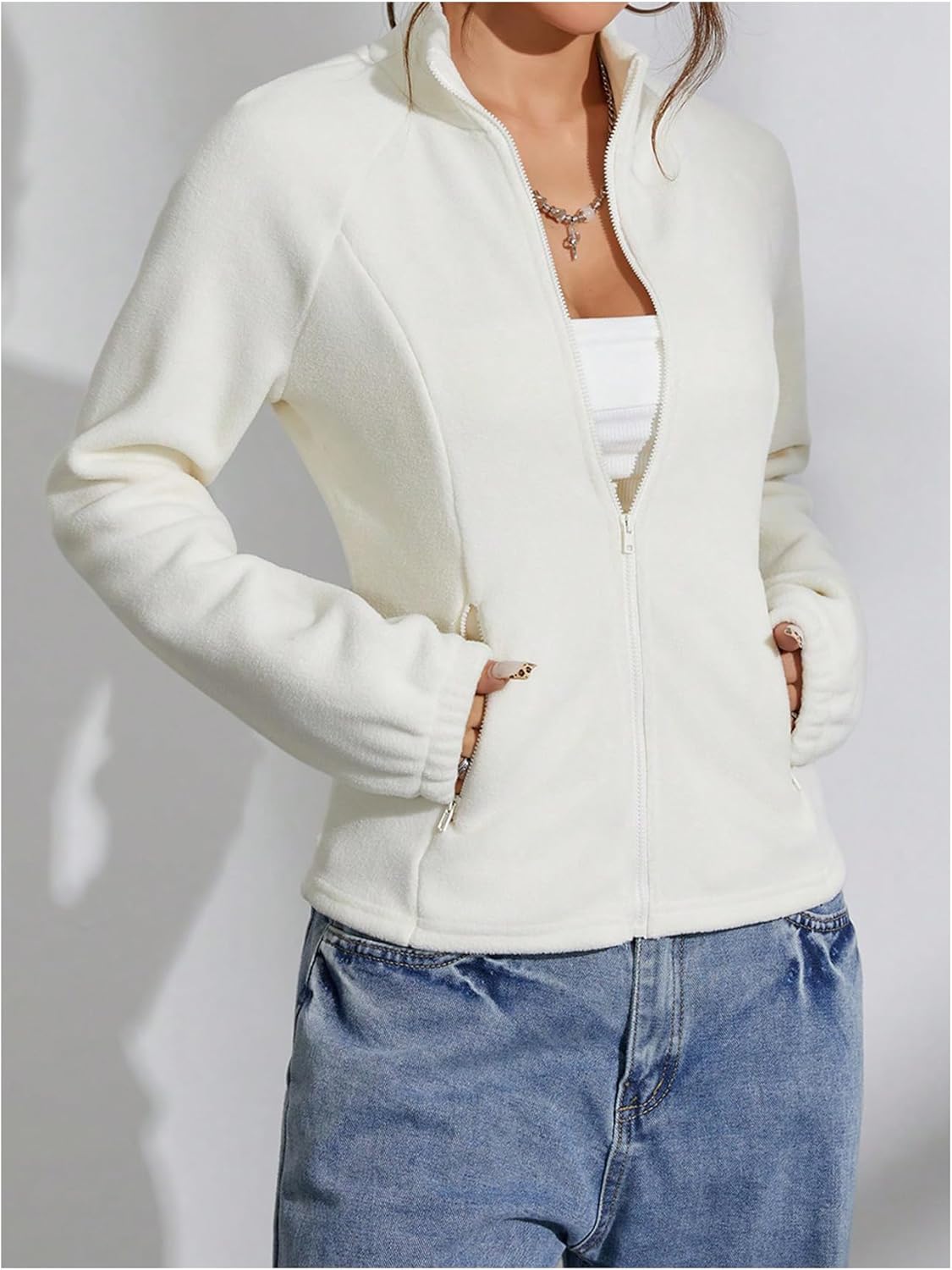 Women's Zip Up Jackets Mock Neck Long Sleeve Fitted Outerwear Casual Athletic Clothes - Image 5
