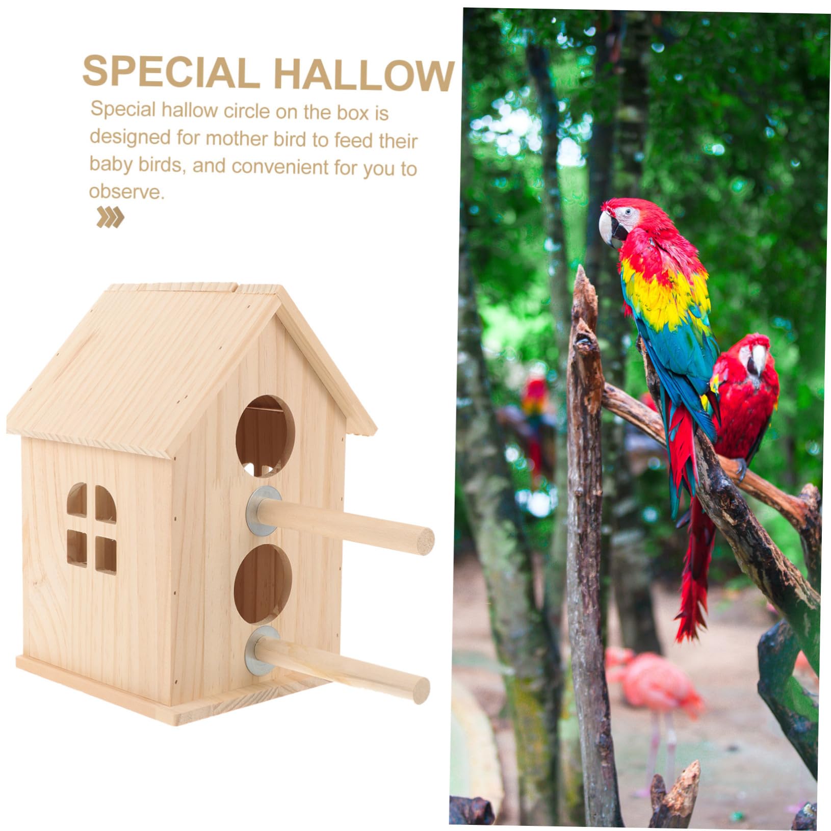 DOITOOL Caja terrario de Aves criadero de Madera Nido de pájaro de Madera Juguetes de Aves para periquitos munia casa de pájaros Suministros para Aves cabaña de Madera g5 Loro