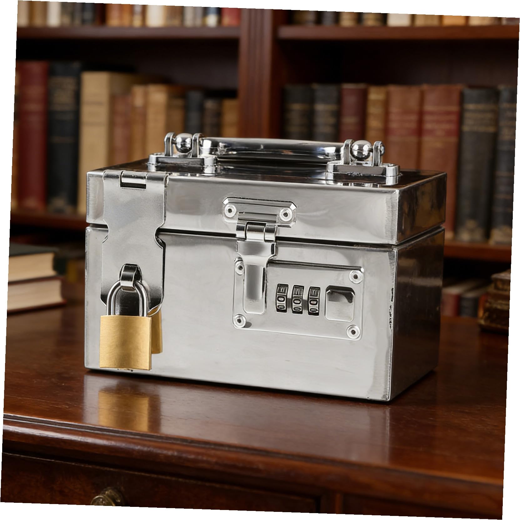 Tirelire en Acier Inoxydable avec Cadenas et Code, Boîte à Monnaie Sécurisée Grosse Capacité pour Pièces et Billets, Boîte à Épargne pour Adultes, Tirelire Incassable et Compacte
