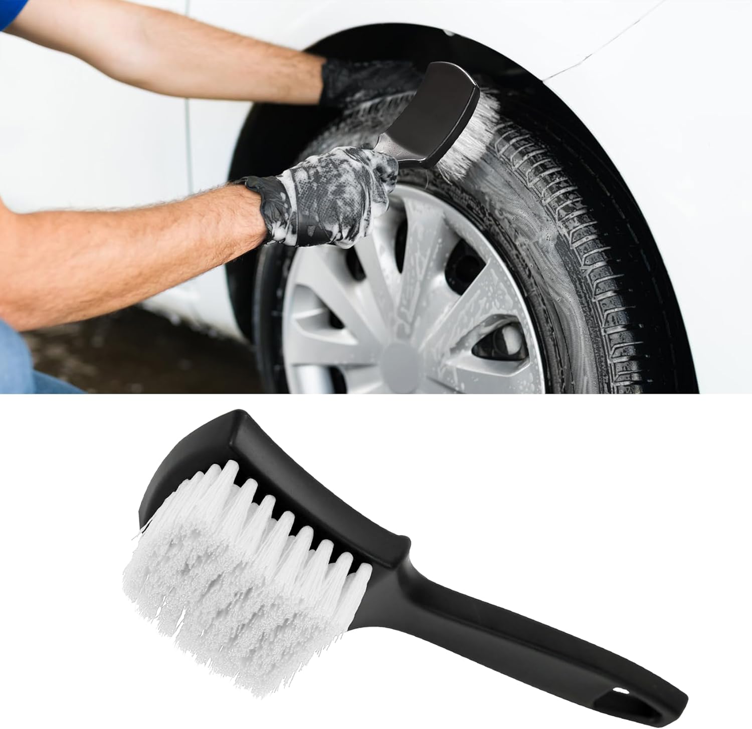 Carpet Cleaning Brush, Car Cleaning Brush, Tire Brush Wheel Cleaner, Universal Soft Bristle Car Wash Brush Short Handle Tire Cleaner Car Accessories for Car Interior Exterior and Home