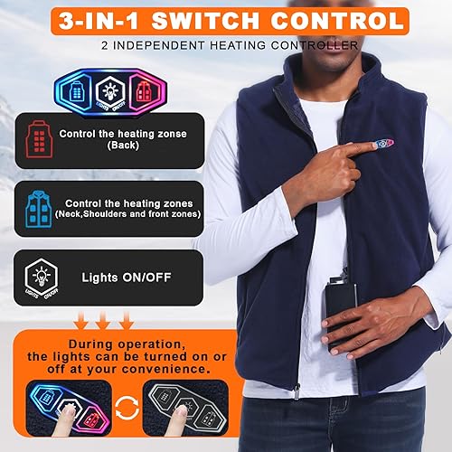 Miniatura 3 de Heated Vest for Men with Power Bank,Lightweight Fleece Heated Vest for Hiking,Skiing,Camping in Winter