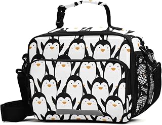 Cute Penguin Lunch Box for Boys Girls Insulated Lunch Bag Kids Cooler Tote Shoulder Strap Reusable School Picnic Travel Office