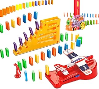 Domino Train Toy,120Pcs Airplane Set Automatic Domino Building and Stacking Toy for Boys and Girls, Creative Toy Game Educational Play Blocks Laying Train Set Gift for 3+ Kids