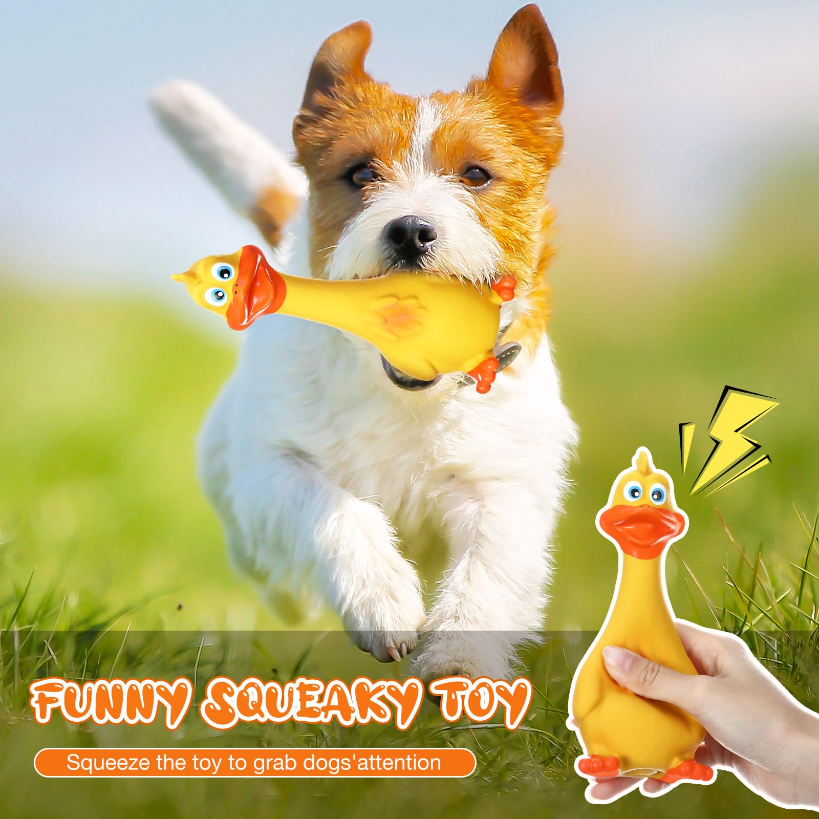 Lot de 6 jouets couineurs en latex pour chien de 17,8 à 20,3 cm - Jouet à mâcher en forme de canard qui crie - Bâton debout pour chiot et animal de compagnie de petite et moyenne taille