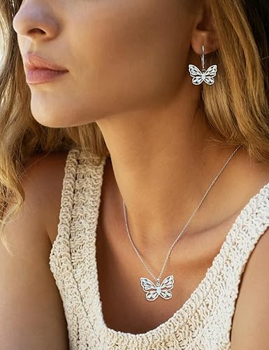 Miniatura 2 de STARCHENIE Collar de mariposa y pulsera para mujer de plata de ley 925 con diseño de mariposa