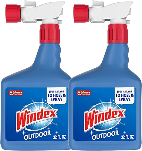 Windex Outdoor Glass & Window Cleaner for All Garden Hoses, 32 oz (2-Pack)