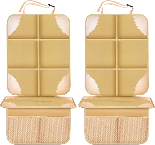 Meolsaek Car Seat Protector, Non-Slip Backing Will Not Leave Imprint, Waterproof Thicker Car Seat Cover for SUV, Sedan, Truck, Leather Car Seat Cushion (Ochre)