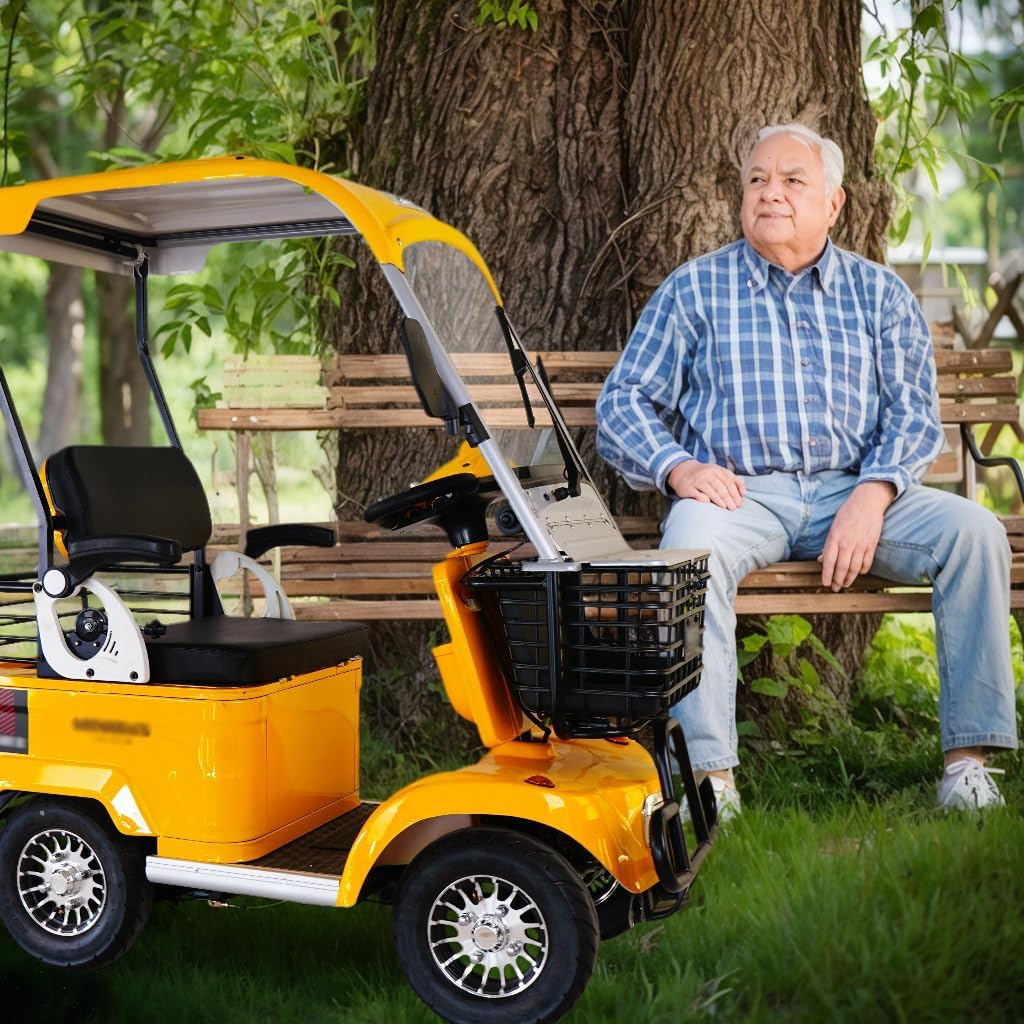 Electric Golf Cart, Mobility Scooter with Independent Suspension for Golf Hunt Scenic Spot Hotel Beach, School and Farm