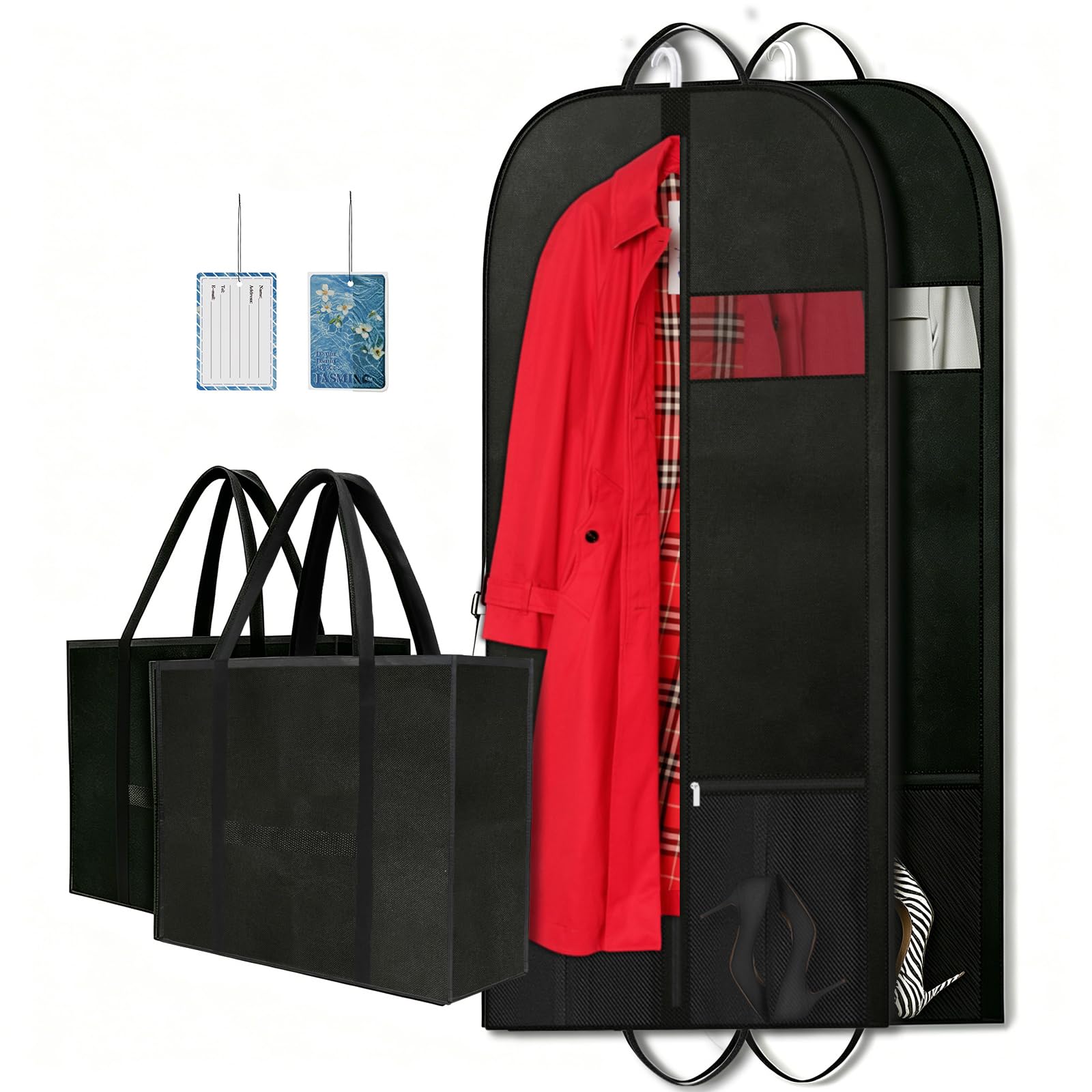 Suit Bag for Travel, Business Travel Garment Bag for Men, Foldable Garment Bag with Shoe Compartment, Wrinkle Suit Bags for Men, Professional Black Suit Carrier for Jackets Shirts Formalwear