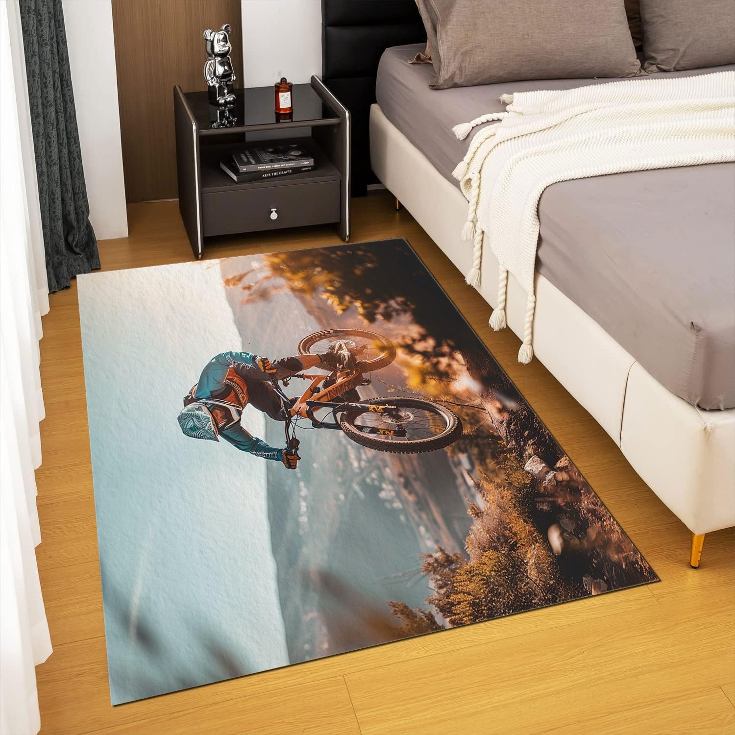 Area Rugs Stain Resistant Washable Rug Mountain Bike Off-Road Outdoor Sports Rugs for Living Room Dining Room Bedroom Anti-Slip and Soft Accent Rug Office Home Decor, Pet & Child Friendly 2 x 3 ft