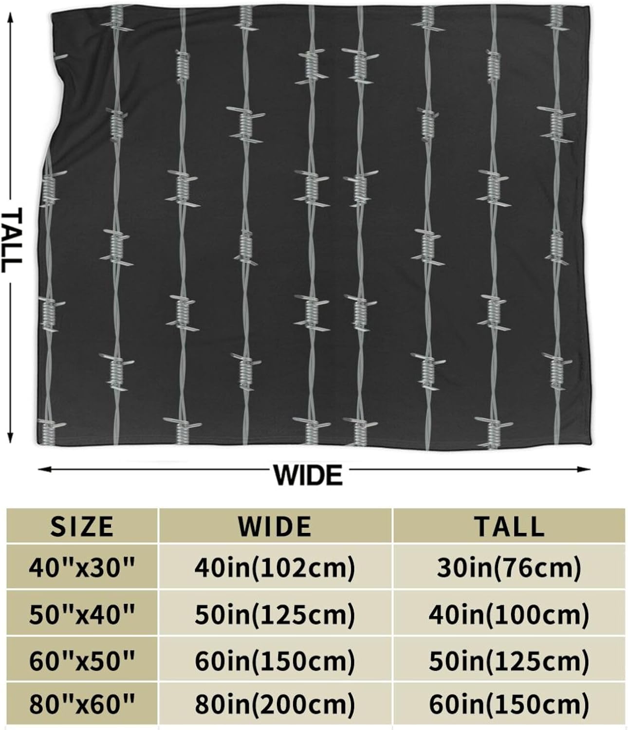 Graphic Barbed Wire Blanket Super Soft Flannel Throw,Ultra-Soft Blanket for Bed Or Sofa All Season,Cozy Lightweight Blankets for Women Kids Adults 50"X 40"
