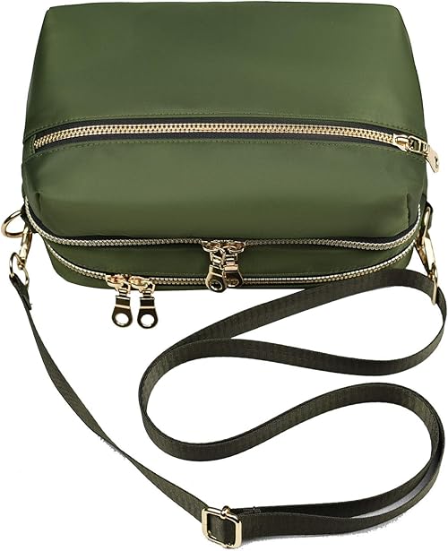 Amazon Yanaierショルダーバッグ 斜めがけマザーバッグ人気 かわいい 超軽量 多層 大容量 ミニバッグ ナイロン 防水 お財布 ポシェット 通勤 旅行 ポーチ レディースグリーンb Large Yanaier ショルダーバッグ