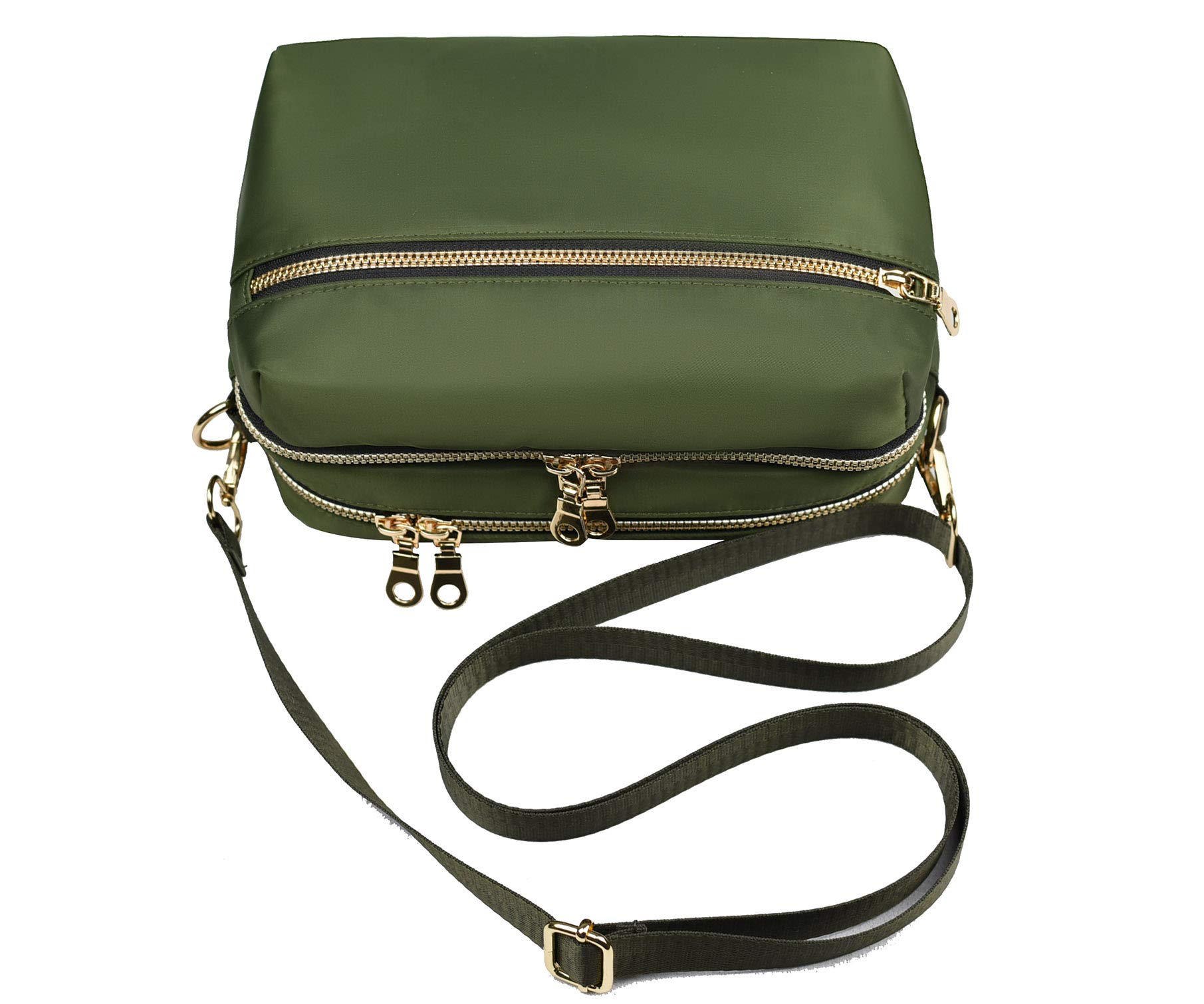 YANAIER Functional Multi Pocket Crossbody Bag for Women Stylish Ladies Shoulder Messenger Bags Purse Army Green B-Large