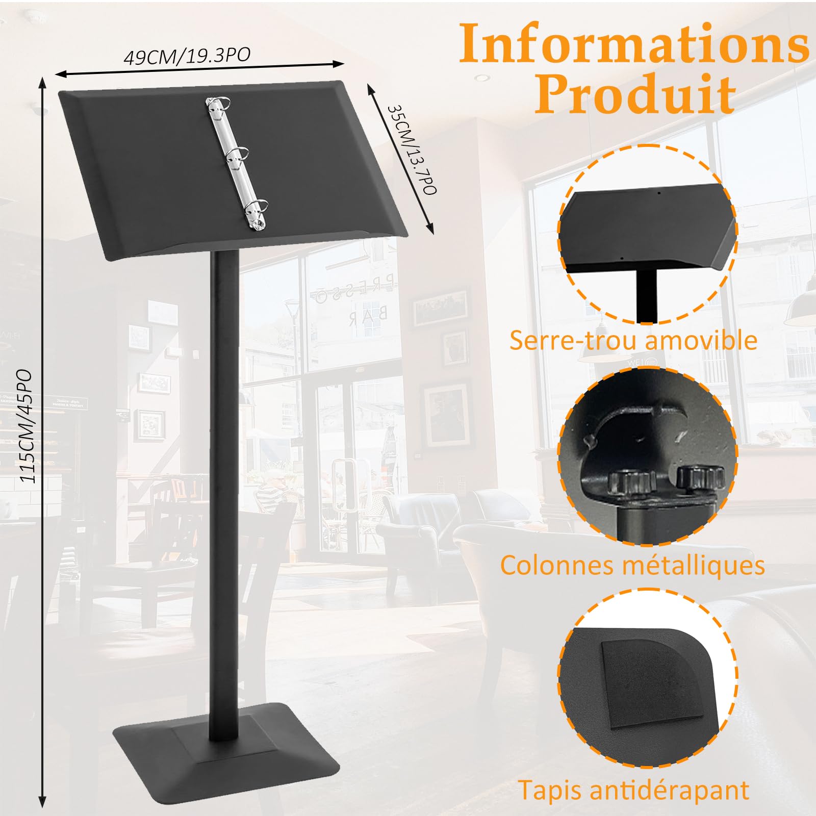 bimiti Menüständer Outdoor Metall, Outdoor Wartetafel Menüanzeige Ständer Schild, Werkzeug inklusive Aufsteller für Restaurant/Café/Shop(Schwarz)