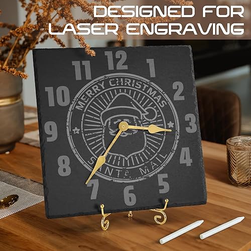 Miniatura 6 de GOH DODD Juego de 3 tablas grandes de pizarra para quesos de 12 x 12 pulgadas, tableros de charcutería, platos de pizarra de piedra, grabado láser