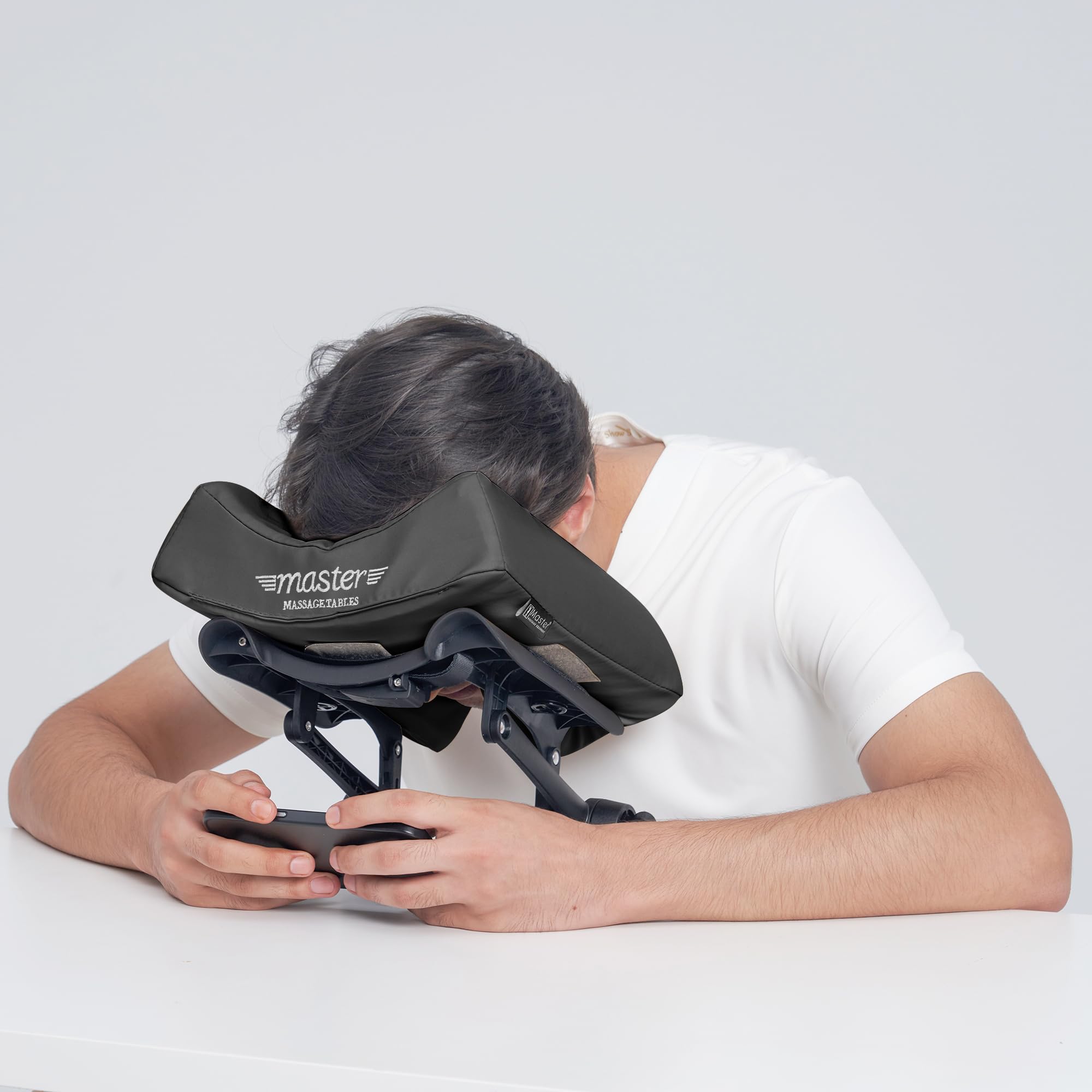 Master Massage Ergonomic Dream/ED-Universal Size Face Cradle for Massage Table-Salon Bed Headrest Cradle-6 Way Adjustable Head Face Pillow Cushion with Cradle (Black New)