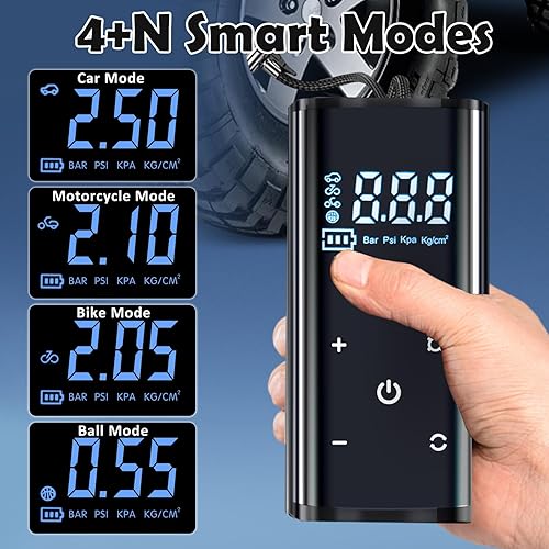 Miniatura 6 de YUGUANG Inflador de neumáticos, compresor de aire portátil, bomba de aire inalámbrica más rápida de 150 PSI para neumáticos de automóvil, pantalla