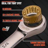 Vista 3 de HORUSDY 24-Piece Ratcheting Wrench Set Metric and SAE Ratchet Combination Wrenches Set with Organizer 72-Teeth Chrome Vanadium Steel 8-19